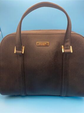 kate spade Black Structured Saffiano Satchel with Gold Hardware